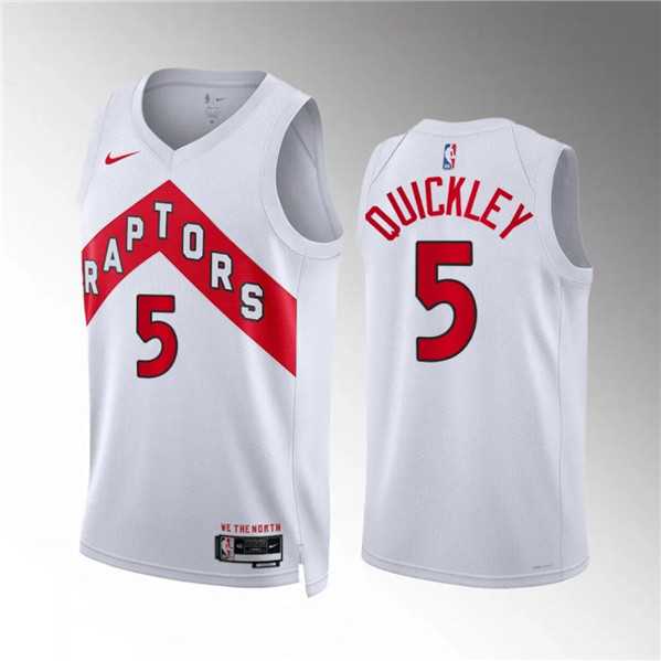 Mens Toronto Raptors #5 Immanuel Quickley White Association Edition Stitched Basketball Jersey Dzhi->->NBA Jersey